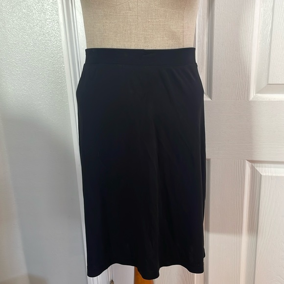 Y2K Mossimo skirt black rayon knit knee length women’s size L large - Picture 3 of 10